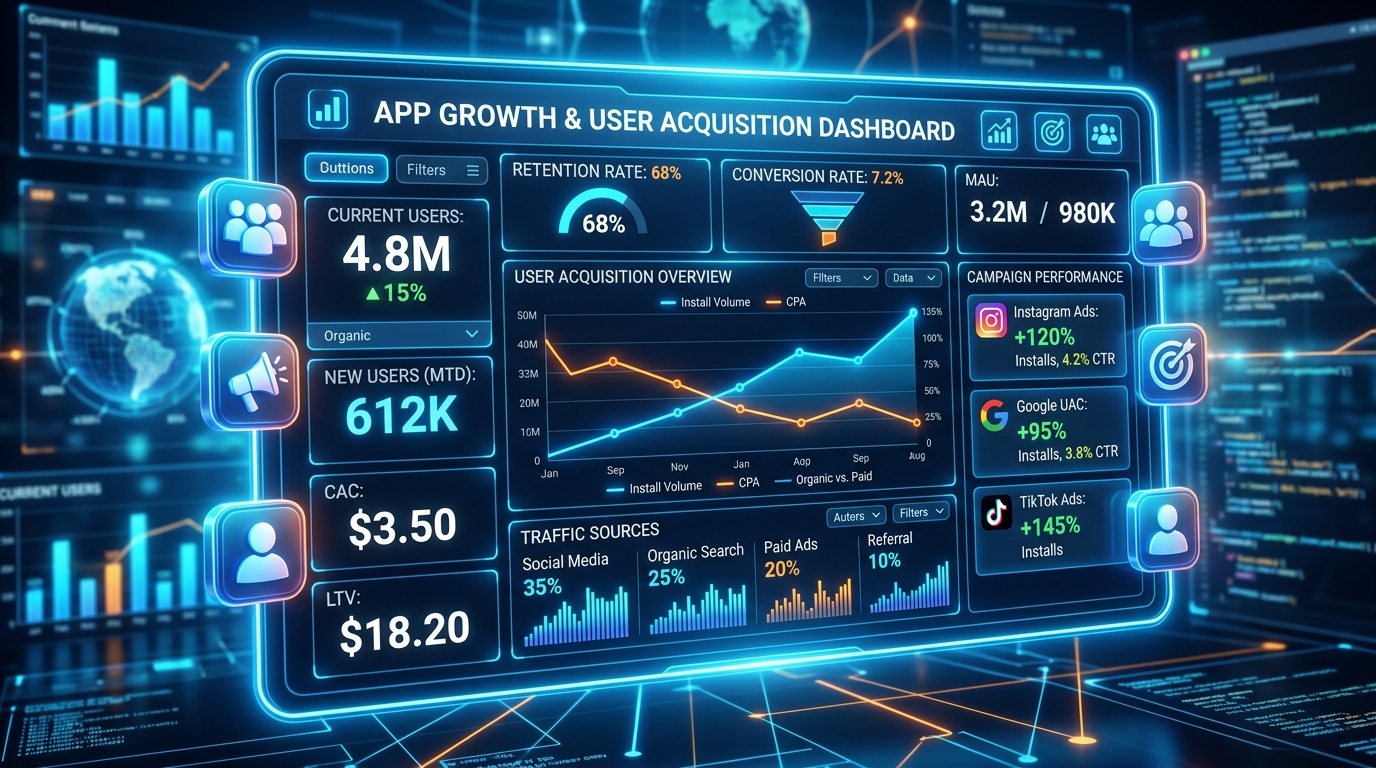 Mobile App Growth & User Acquisition Dashboard